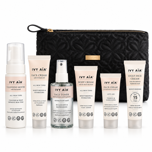 Ivy Aïa Travel Size Kit + Cosmetic Bag, Black