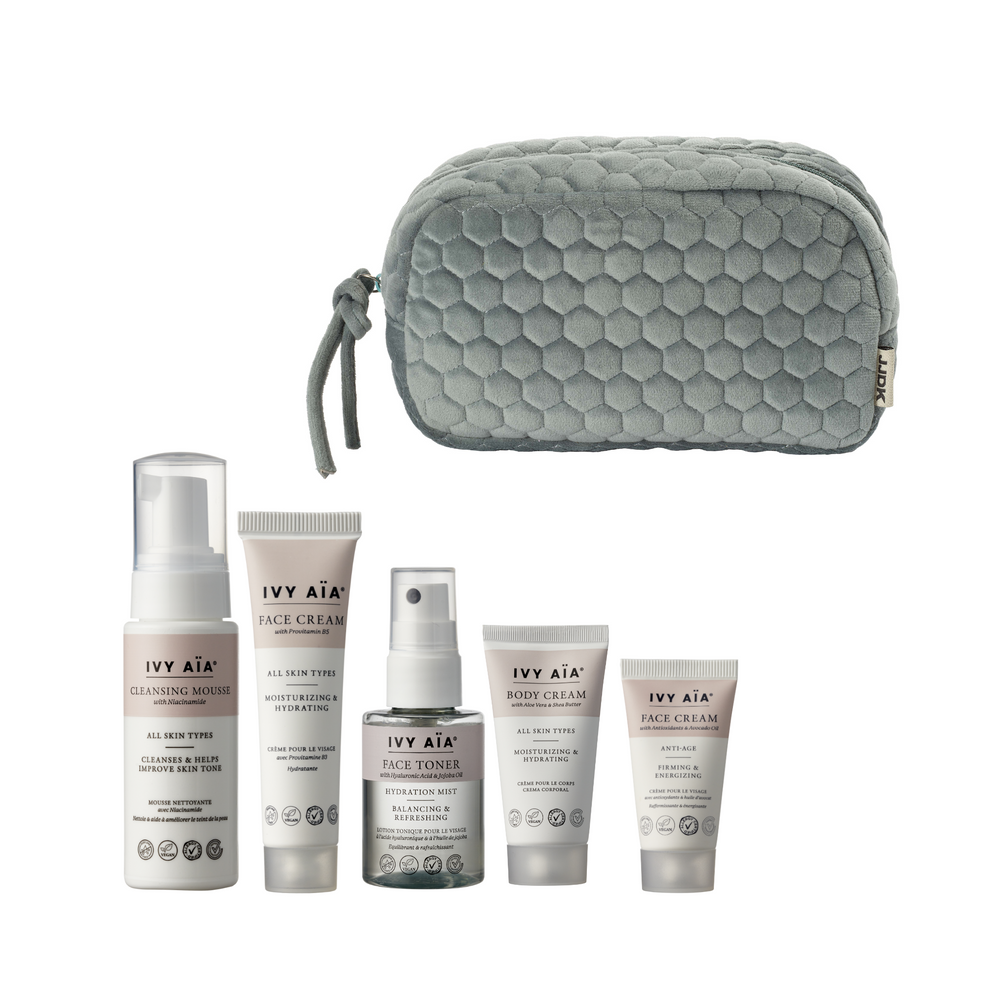 Ivy Aïa Travel Size Kit + Cosmetic Bag, Dark Mint