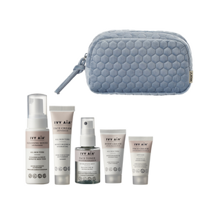 Ivy Aïa Travel Size Kit + Cosmetic Bag, Soft Blue