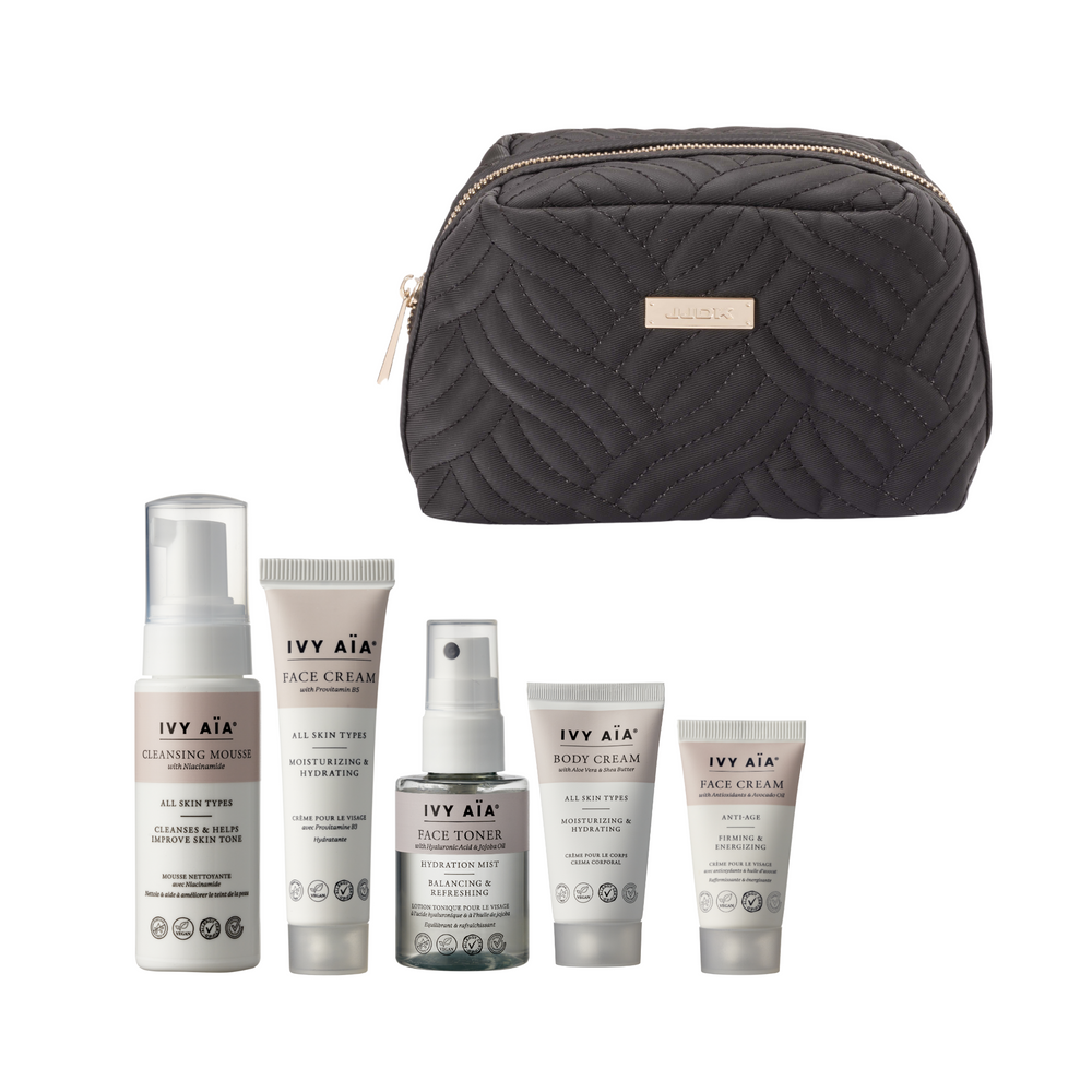 Ivy Aïa Travel Size Kit + Cosmetic Bag, Black